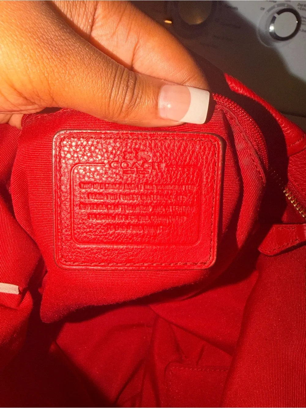 Coach Red Pebbled Leather Shoulder Bag